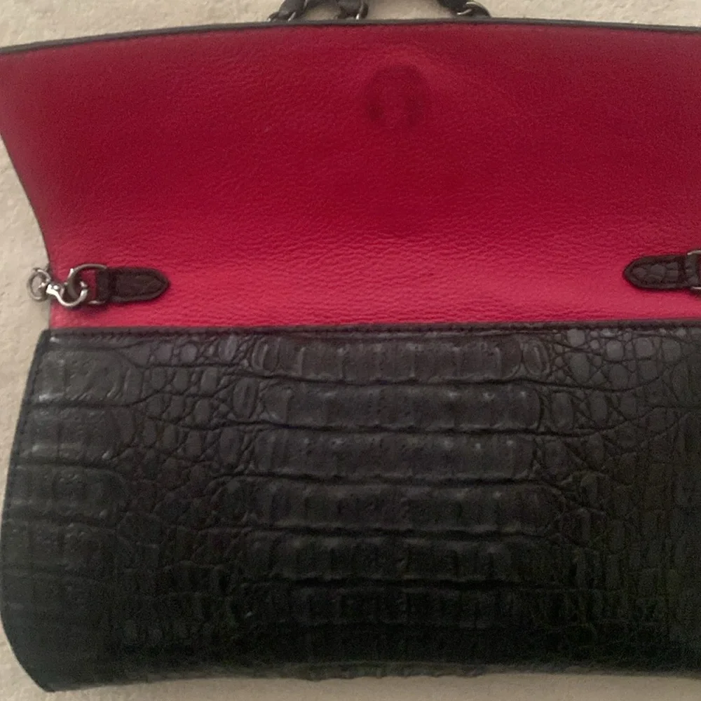 Elegant Black Croc  Shoulder Bag